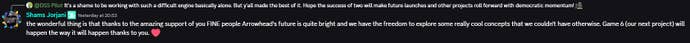 Shams Jorjani talking about Arrowhead's future plans on the Helldivers 2 Discord server.